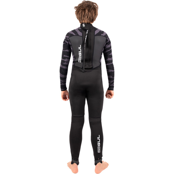 2025 Gul Junior Response 3/2mm Flatlock Back Zip Wetsuit RE1322-C1 - Black / Contour Camo